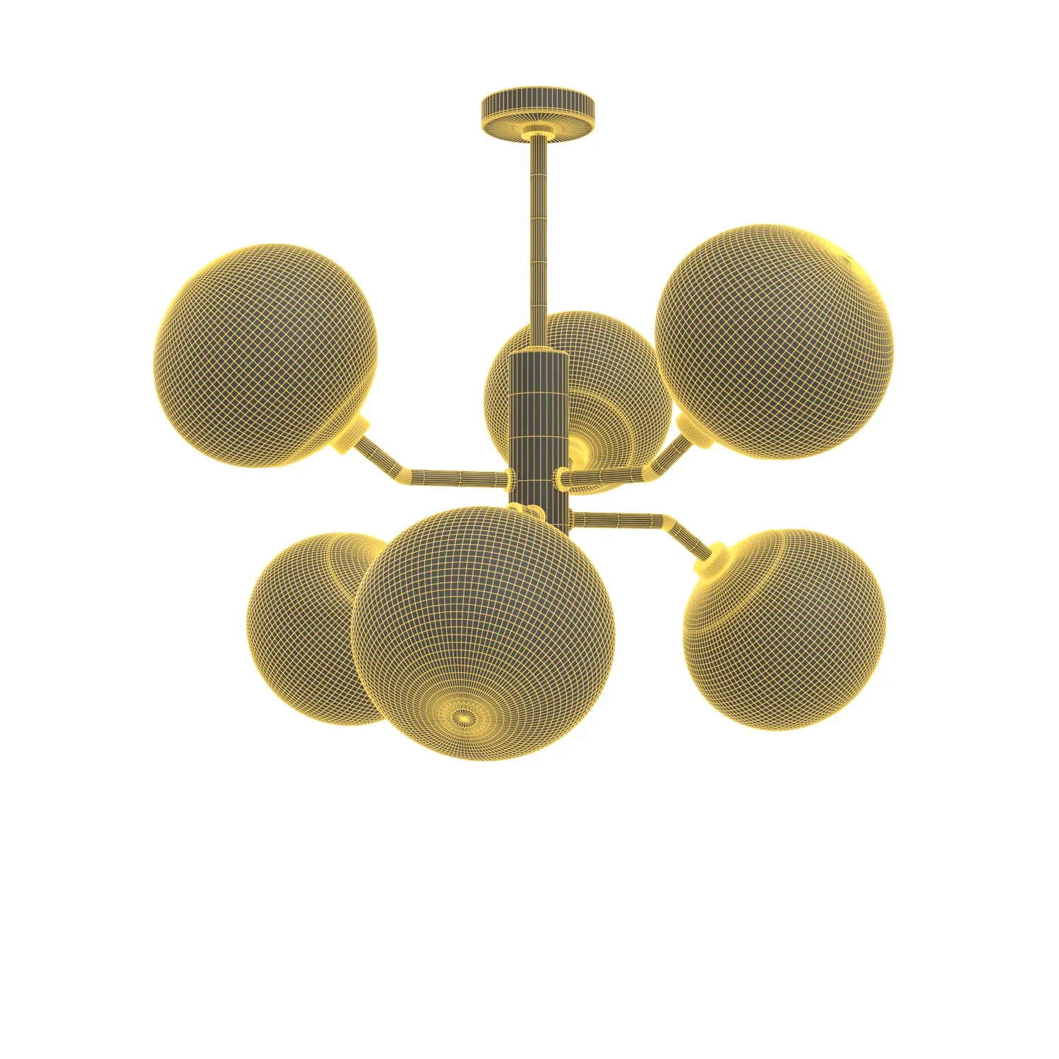 Estee Globe 6 lt Polished Nickel Mid Century Ceiling Light PBR 3D Model_07